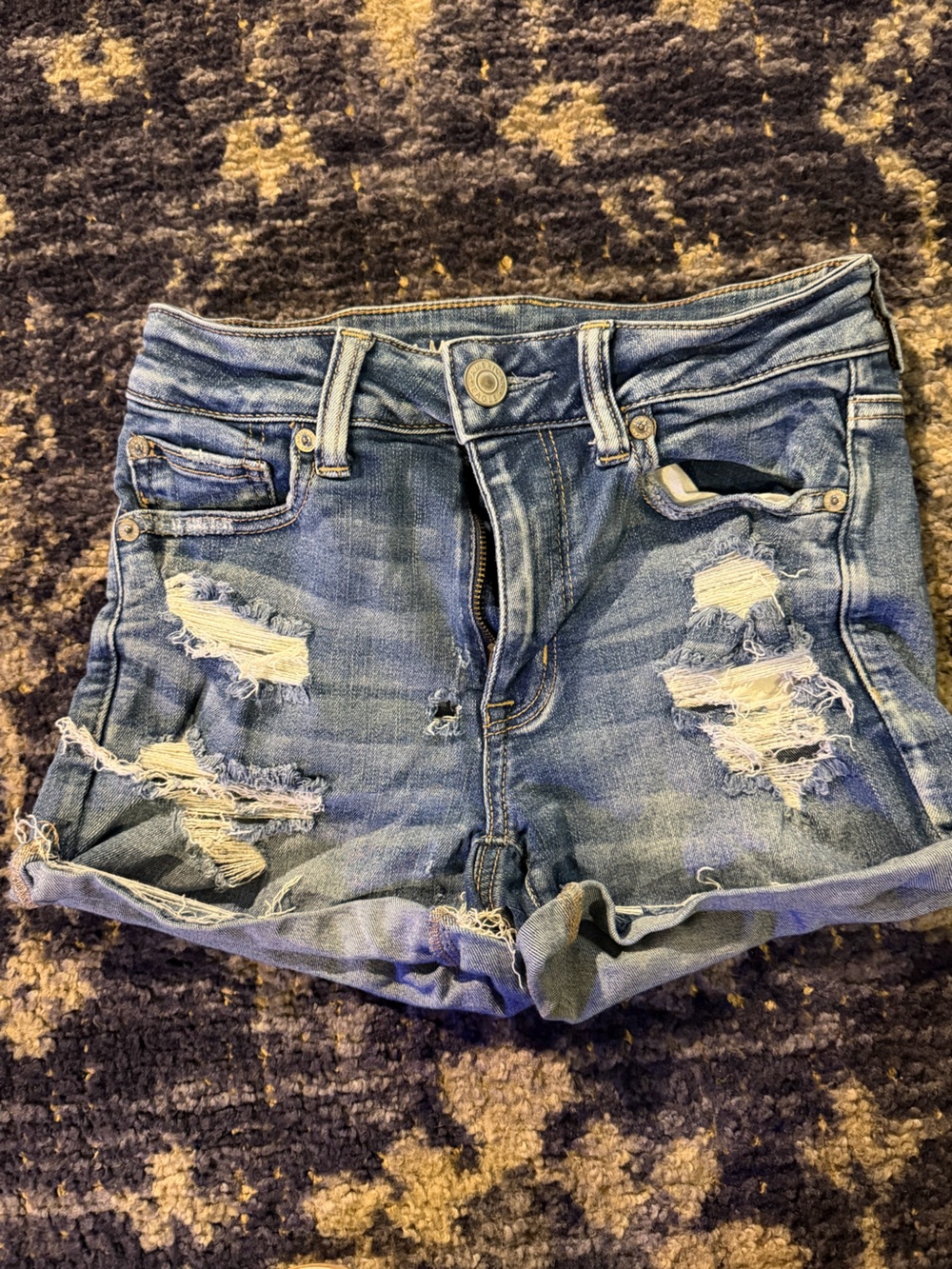 American Eagle Outfitters Distressed Blue Denim Ankle Crop Jeans